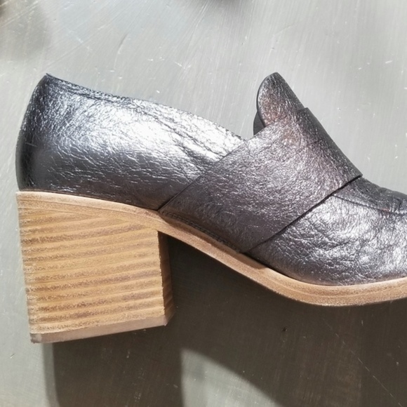 $450 COCLICO METALLIC Wedge Heel LOAFERS 38.5 - Picture 7 of 8